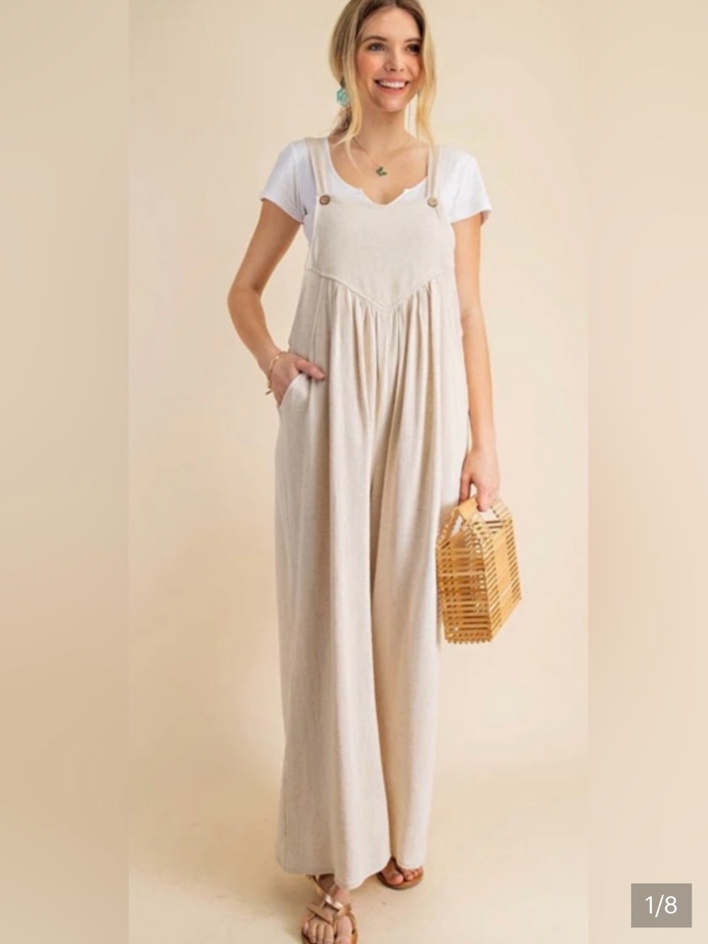 Kori Cream Linen Women's Jumpsuit